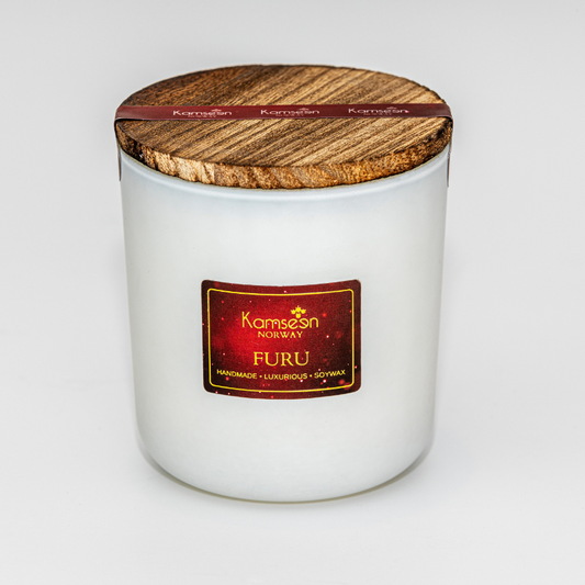 DUFTLYS FURU - 200gms- i hvit glasskrukke