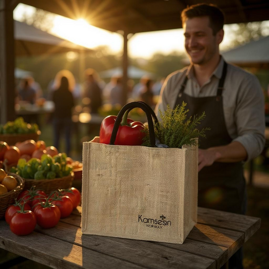 🌿👜 ØKOLOGISK JUTE VESKE – NATURFARGET